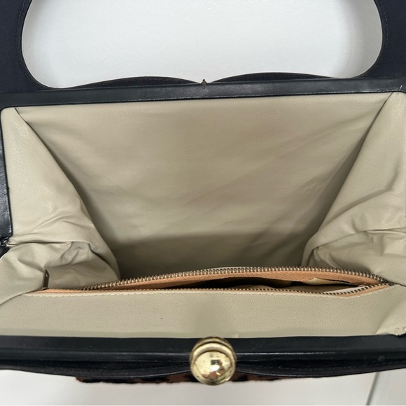 Vintage Tapestry Satchel Handbag in Brown & Black GUC - Picture 8 of 12